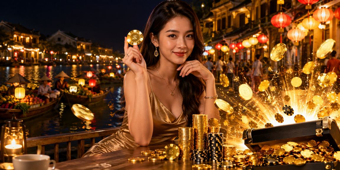 Người chơi tại Hội An nhâm nhi cà phê và kiểm tra voucher cá cược trên điện thoại